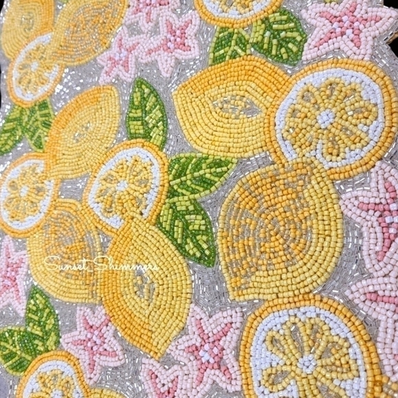 Sparkly Beaded Lemon Blossom Flower Table Runner Decor 36"  House & Garden New - Picture 5 of 11